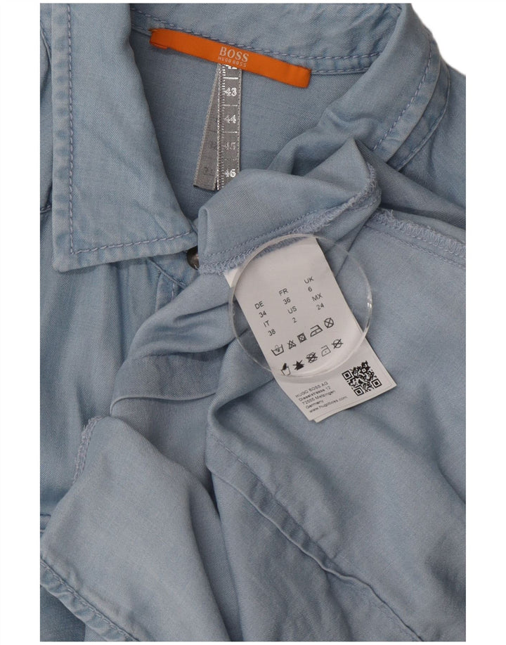 Hugo Boss Oversized skjorte til kvinder UK 6 XS Blå Lyocell
