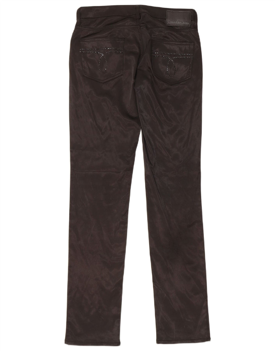 CALVIN KLEIN Slim Casual Bukser til kvinder W29 L34 Sort Polyester