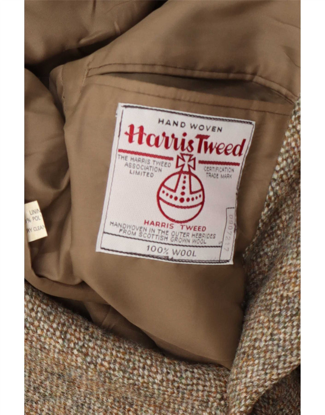 Harris Tweed Herre 2 Button Blazer Jacket UK 36 Small Khaki Wool