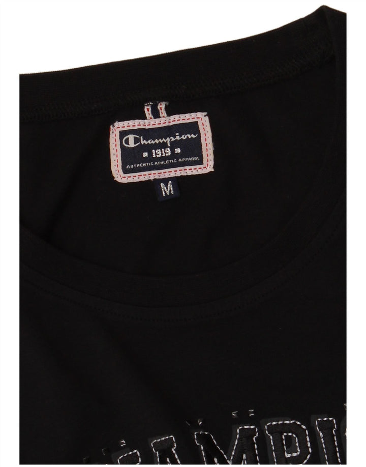 Champion Dame Grafisk T-Shirt Top UK 12 Medium Sort