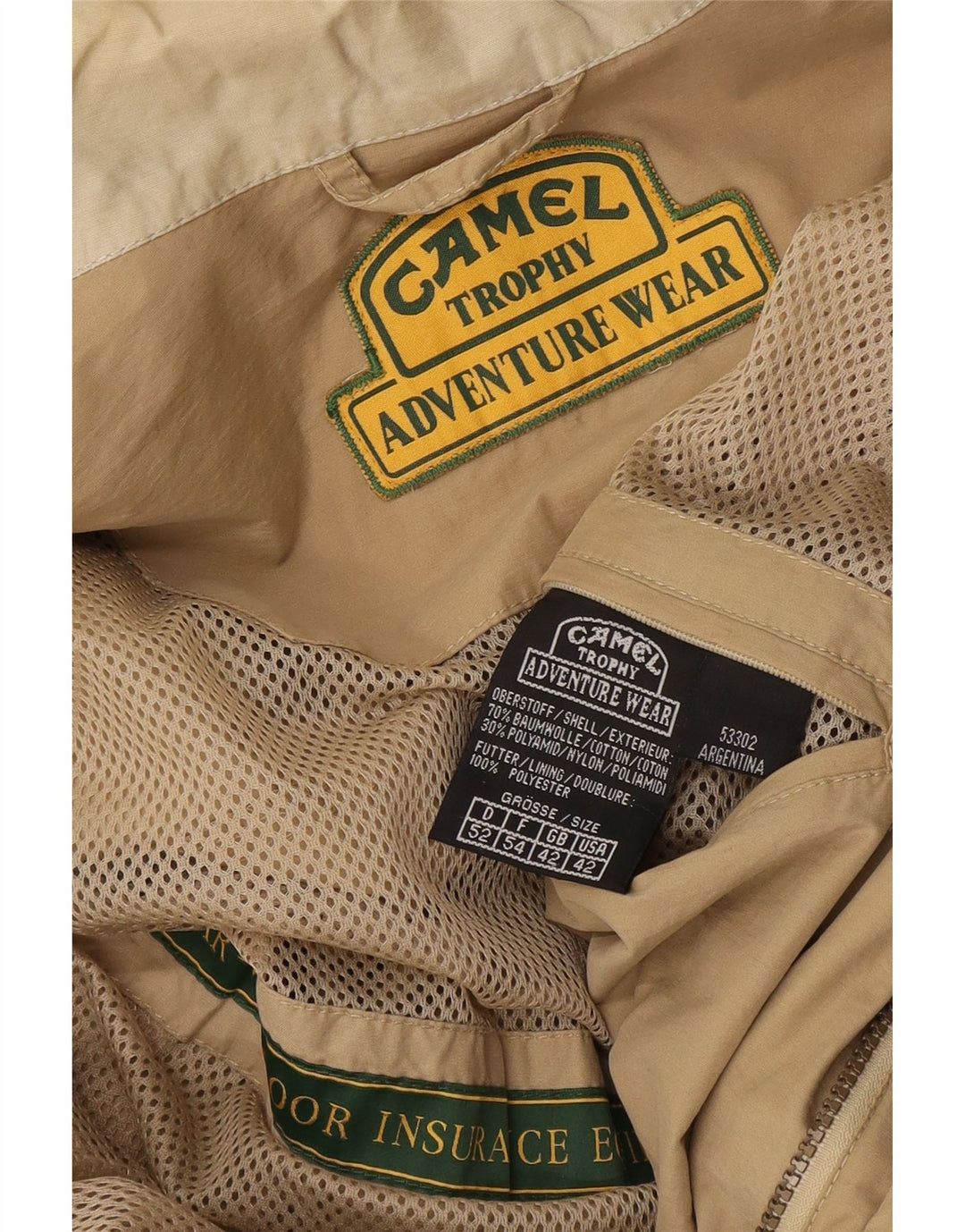Camel Herre Hooded Utility Jacket UK 42 XL Beige Bomuld