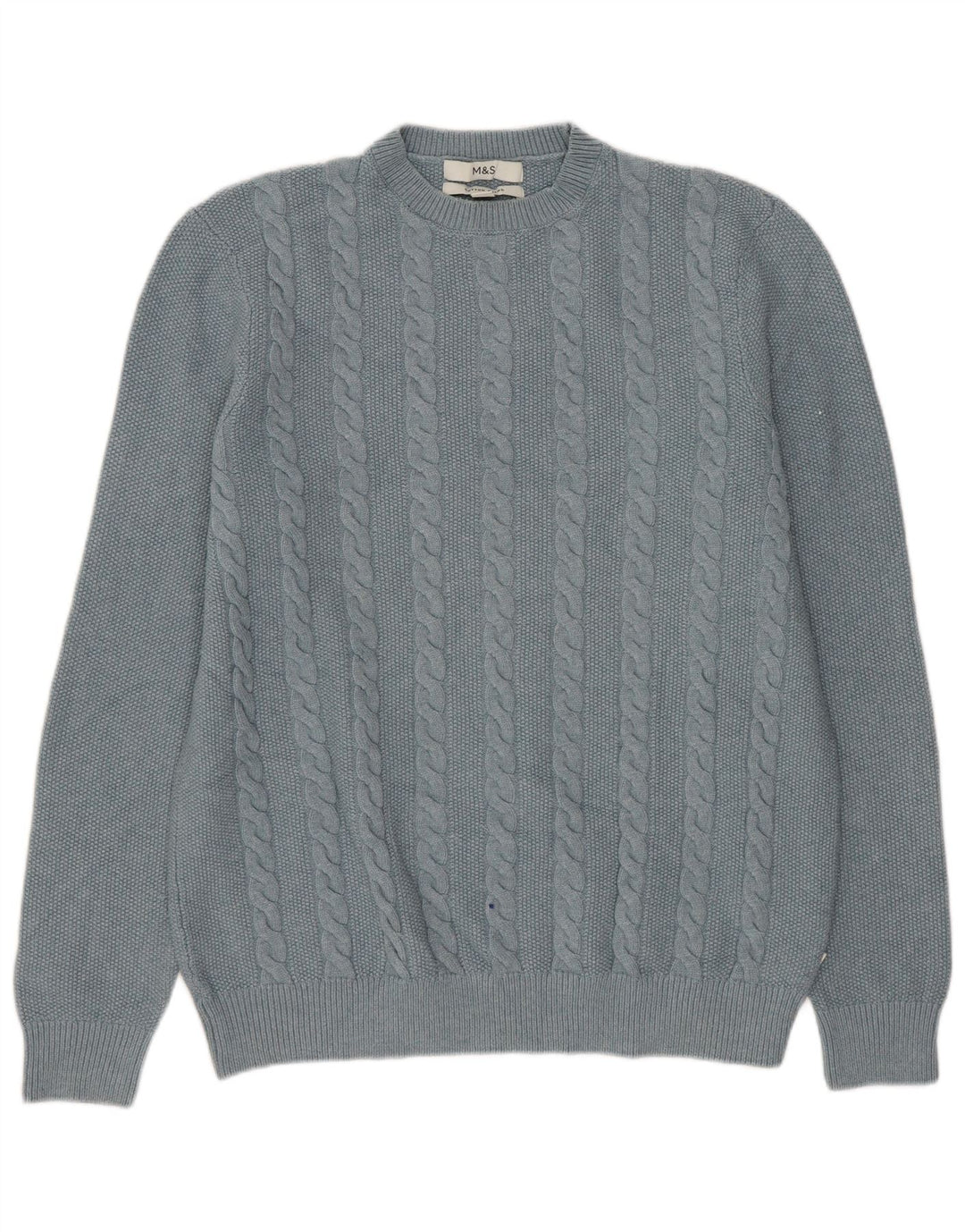 Marks & Spencer Herre sweater med rund hals, mellemblå polyester