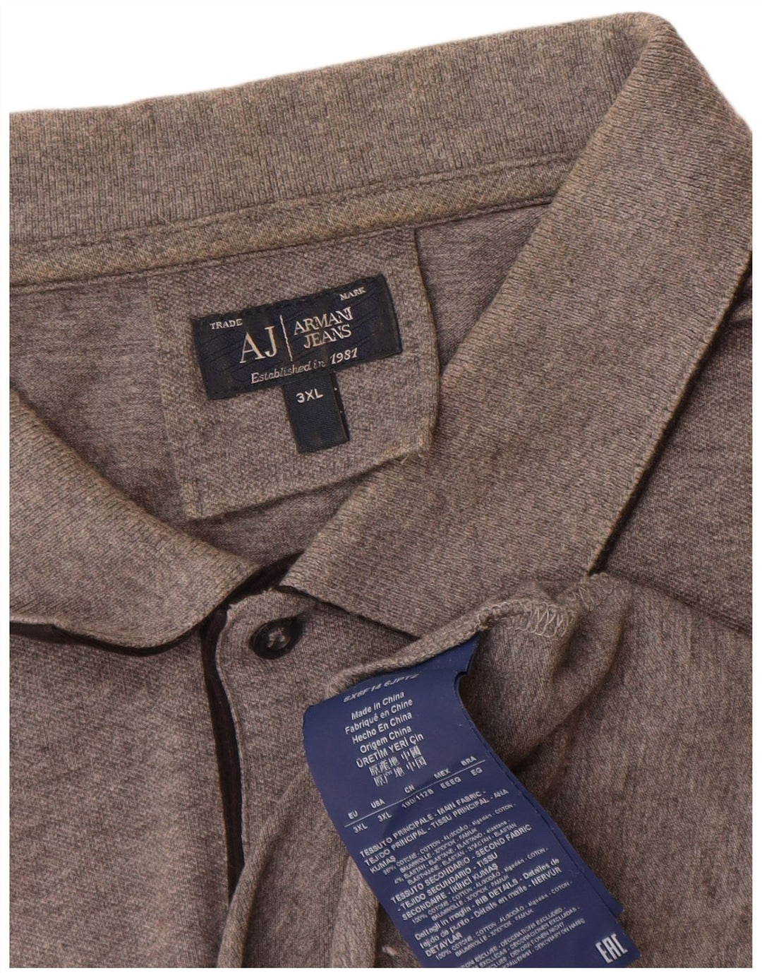 Armani Jeans Polo Shirt til mænd 3XL Grå Bomuld