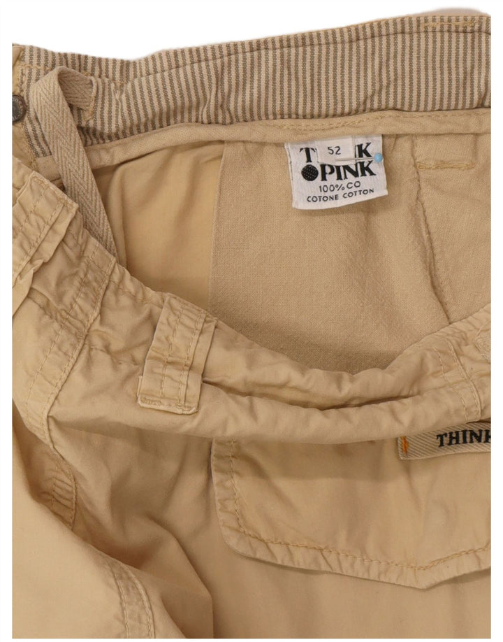 TÆNK PINK Herre Cargo Shorts IT 52 XL W38 Beige Bomuld