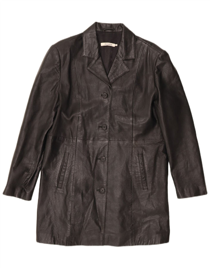 ESTELLE Womens Leather Coat UK 18 XL Black Leather