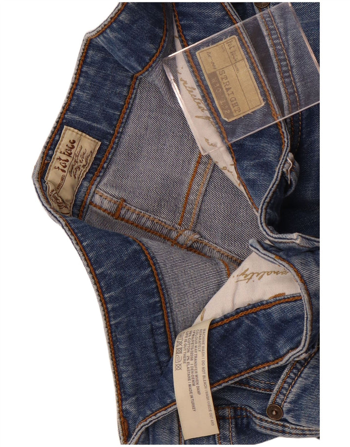 Fat Face Dame Distressed Straight Jeans W30 L28 Blå Bomuld