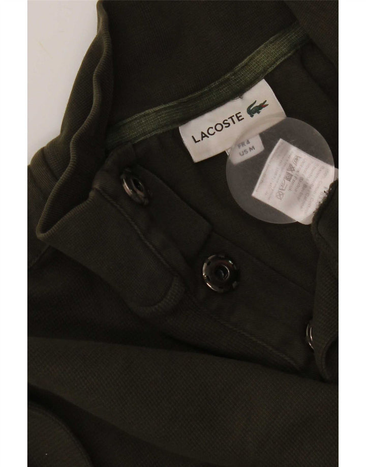 Lacoste Herre Button Neck Jumper Sweater Størrelse 4 Medium Khaki Bomuld