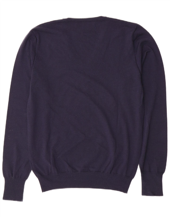 LIU JO Dame V-hals sweater UK 18 XL Marineblå Uld