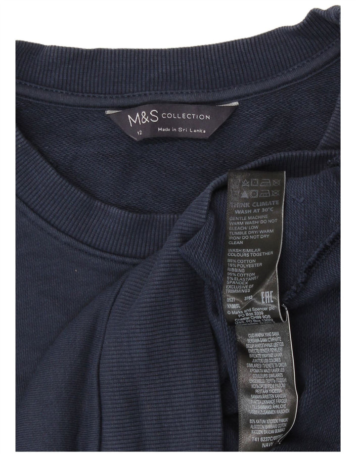 Marks & Spencer Dame Sweatshirt Jumper UK 12 Medium Navyblå Bomuld