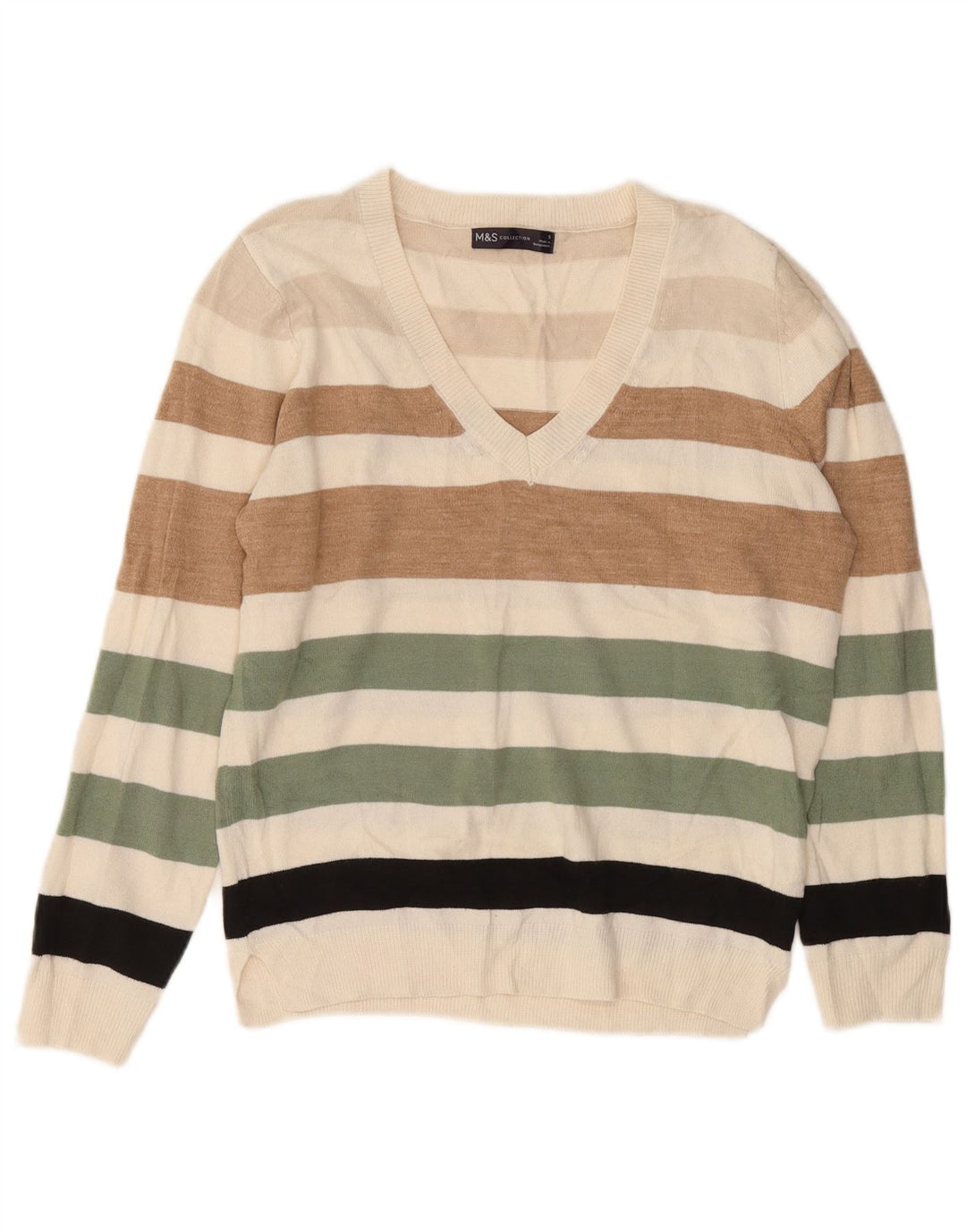 Marks & Spencer Herre V-hals trøje Sweater Lille flerfarvet stribet