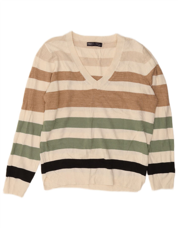 Marks & Spencer Herre V-hals trøje Sweater Lille flerfarvet stribet