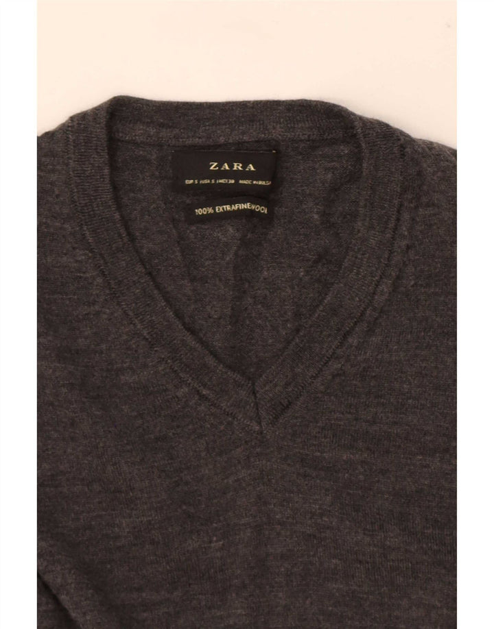 Zara Herre V-hals sweater lille grå uld
