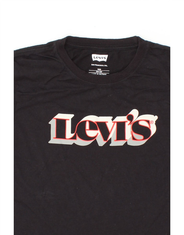 LEVI'S Boys Graphic T-Shirt Top 13-14 Years Black Cotton Vintage Levi's and Second-Hand Levi's from Messina Hembry 
