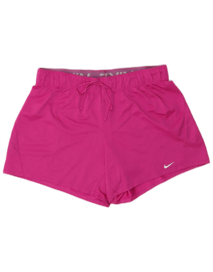 Nike Dame Dri Fit Sport Shorts UK 16 Large Pink Polyester