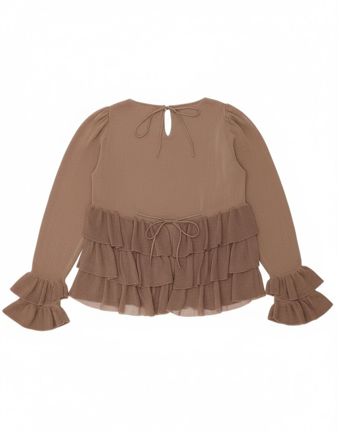 Zara Dame Oversized Langærmet Bluse Top UK 10 Small Brown Colourblock