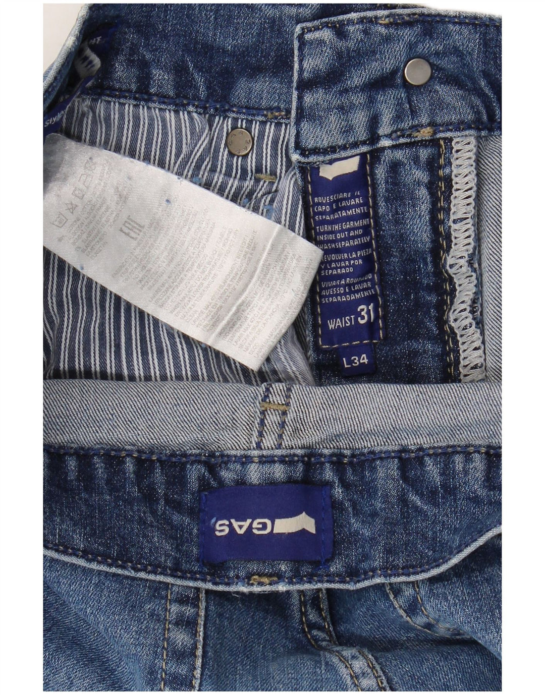 Gas Herre Slim Jeans W31 L34 Blå Bomuld