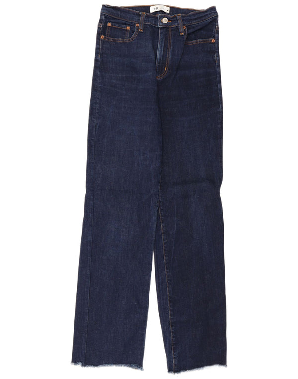Zara Dame Højtaljede Løse Jeans EU 38 Small W28 L31 Marineblå
