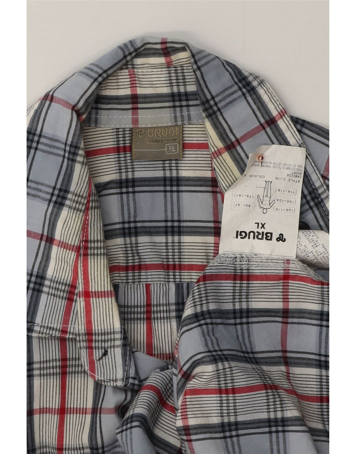 BRUGI Kortærmet Herreskjorte XL Blå Gingham Bomuld