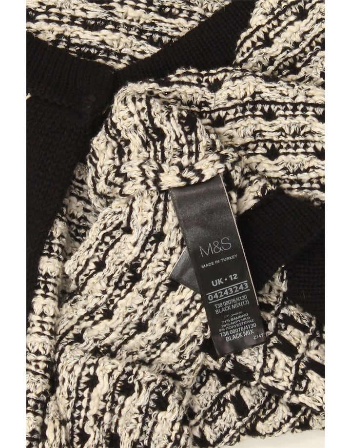 Marks & Spencer Dame Cardigan Sweater UK 12 Medium Black Ternet Bomuld