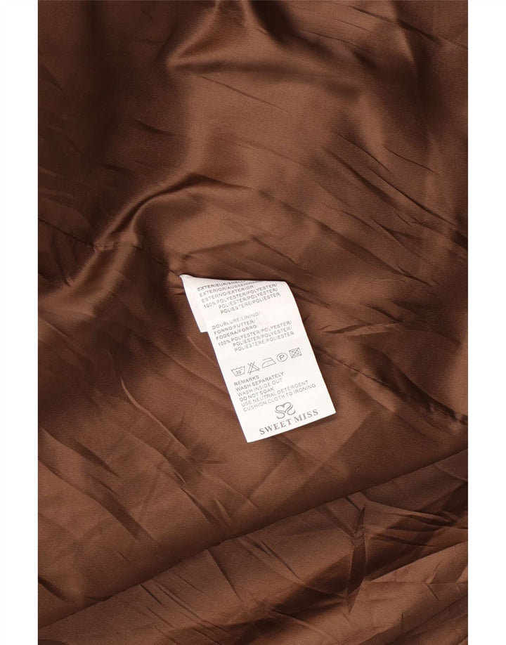 SWEET MISS Dame Dobbeltradet Frakke UK 14 Medium Brown Check Polyester