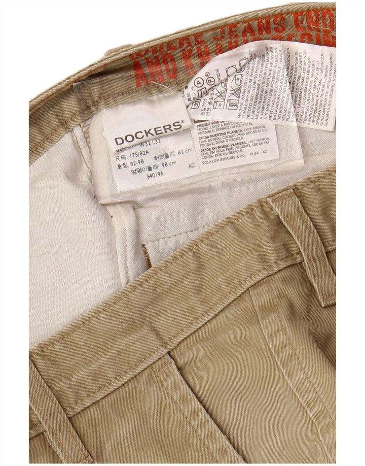 DOCKERS Slim Chino Bukser til mænd W32 L29 Khaki Bomuld