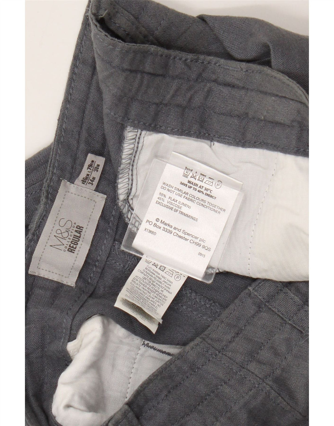 Marks & Spencer Herre Regular Fit Chinobukser W34 L31 Grå hør