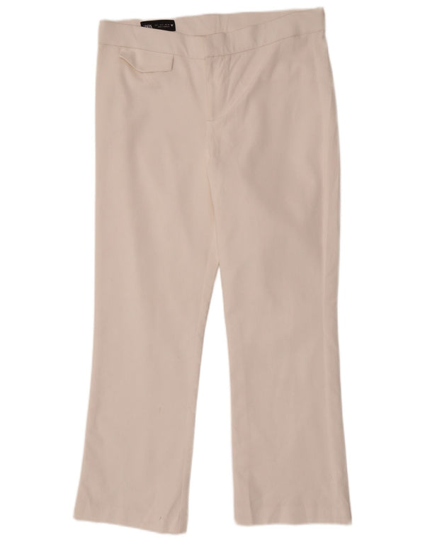 Zara Womens Straight Casual Trousers Large W30 L26 White Cotton