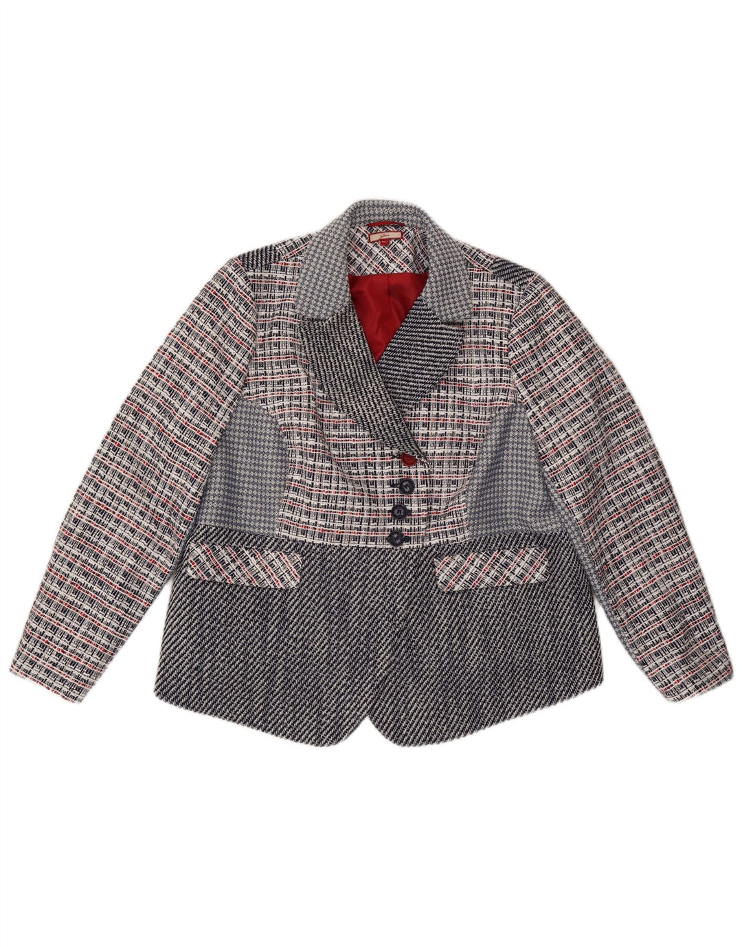 JOE BROWNS Dame 4-knaps blazerjakke UK 22 3XL Navy Blue Check