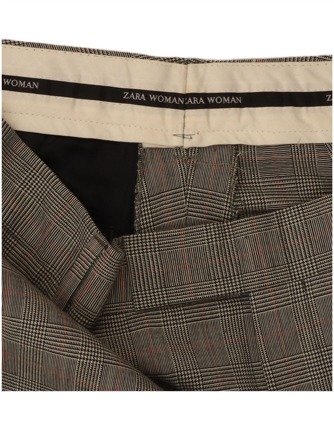 Zara lige jakkesæt til kvinder W32 L31 Grå Houndstooth Classic