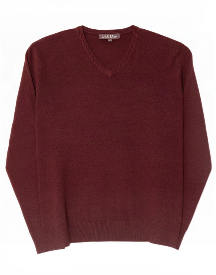 Marks & Spencer Herre V-hals sweater Medium Brun Akryl