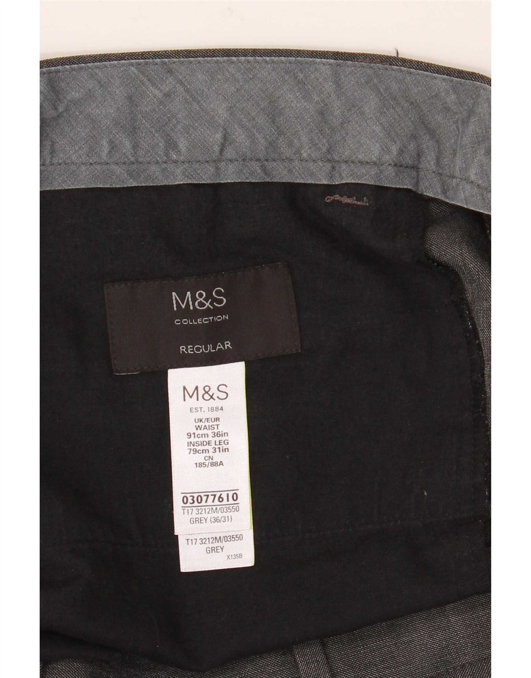 Marks & Spencer Herre tilspidsede bukser med almindelig jakkesæt W36 L31 Grå polyester
