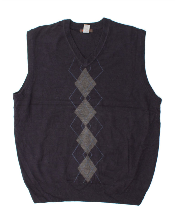 DOCKERS Mens Vest Tank Top Large Navy Blue Argyle/Diamond Acrylic Vintage Dockers and Second-Hand Dockers from Messina Hembry 