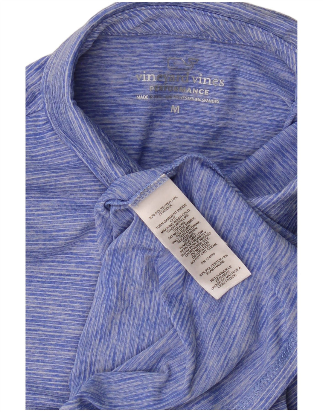 Vineyard Vines Dame Polo Shirt UK 14 Mellem blå stribet polyester