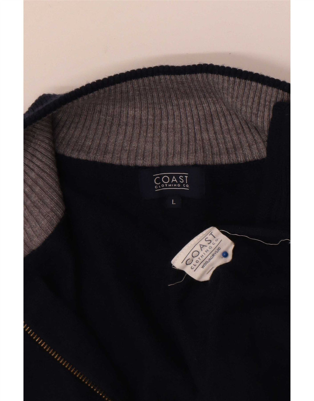 Coast Herre Zip Neck Jumper Sweater Large Navy Blue Uld
