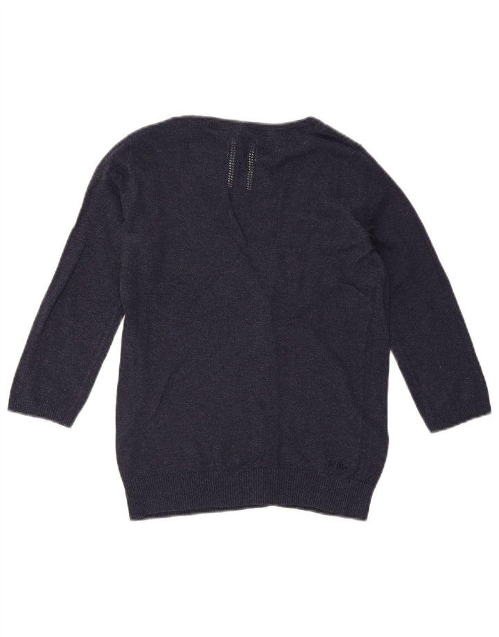 FAT FACE Dame 3/4-ærmet cardigantrøje UK 8 Lille marineblå bomuld