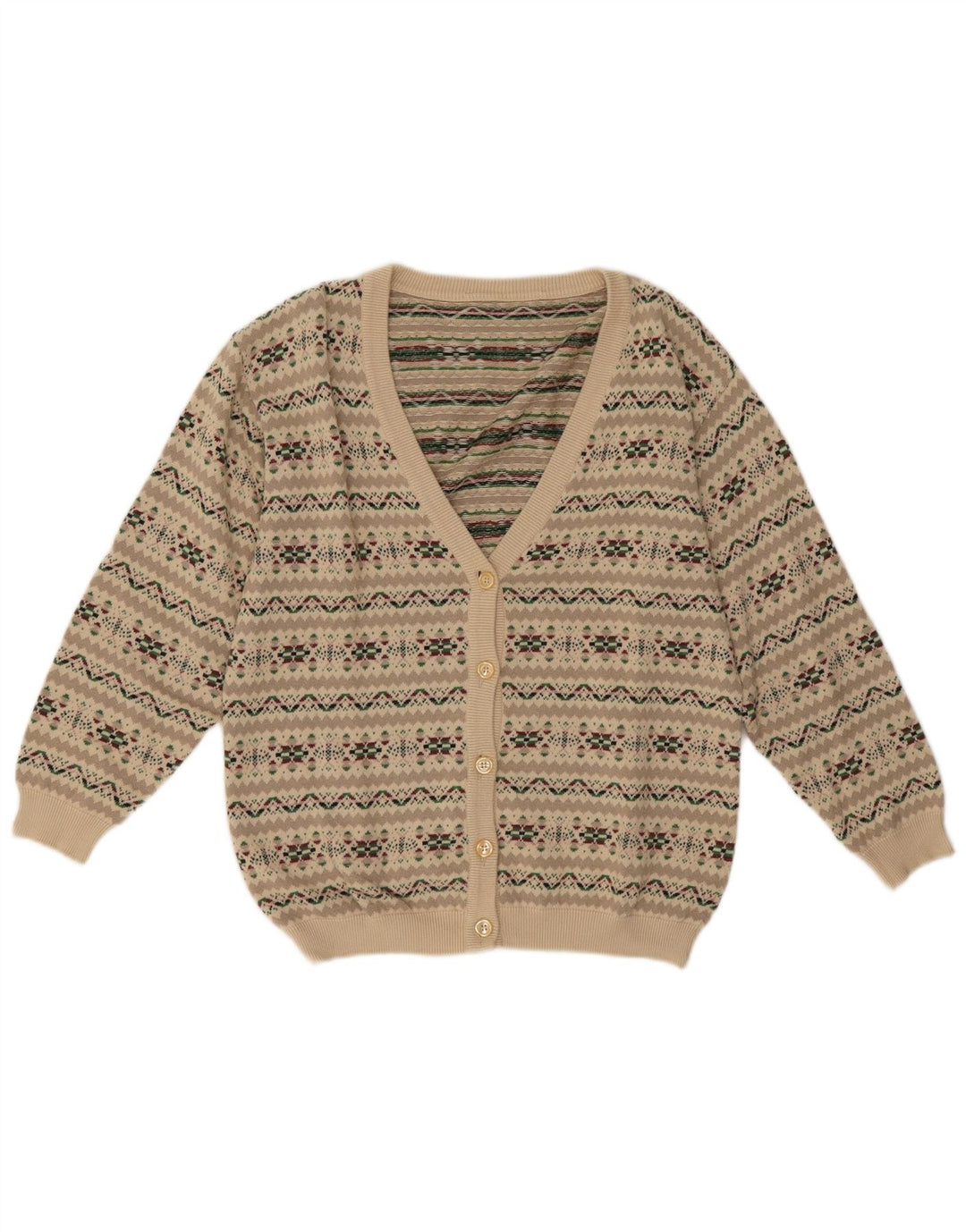 Vintage dame cardigan sweater UK 14 Medium Grey Fair Isle