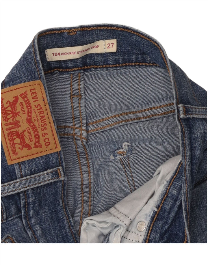 Levi's Womens 724 Højtaljede lige cropped jeans W27 L26 Blå