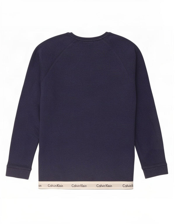 Calvin Klein Herre grafisk sweatshirt Jumper Medium Navy Blue Colourblock