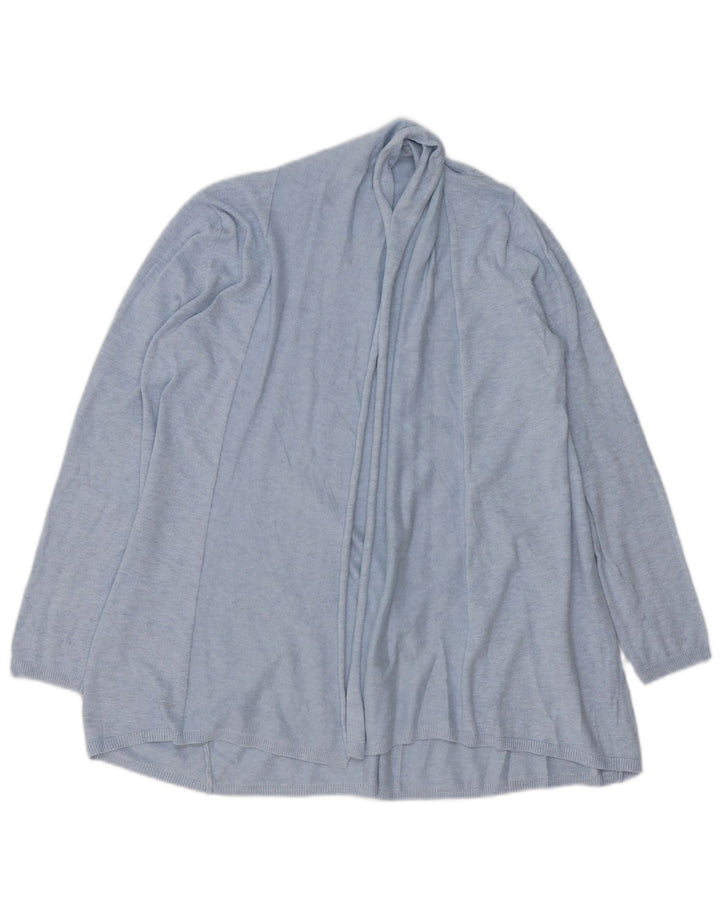 Zara Womens Longline Open Cardigan Sweater UK 16 Large Blue