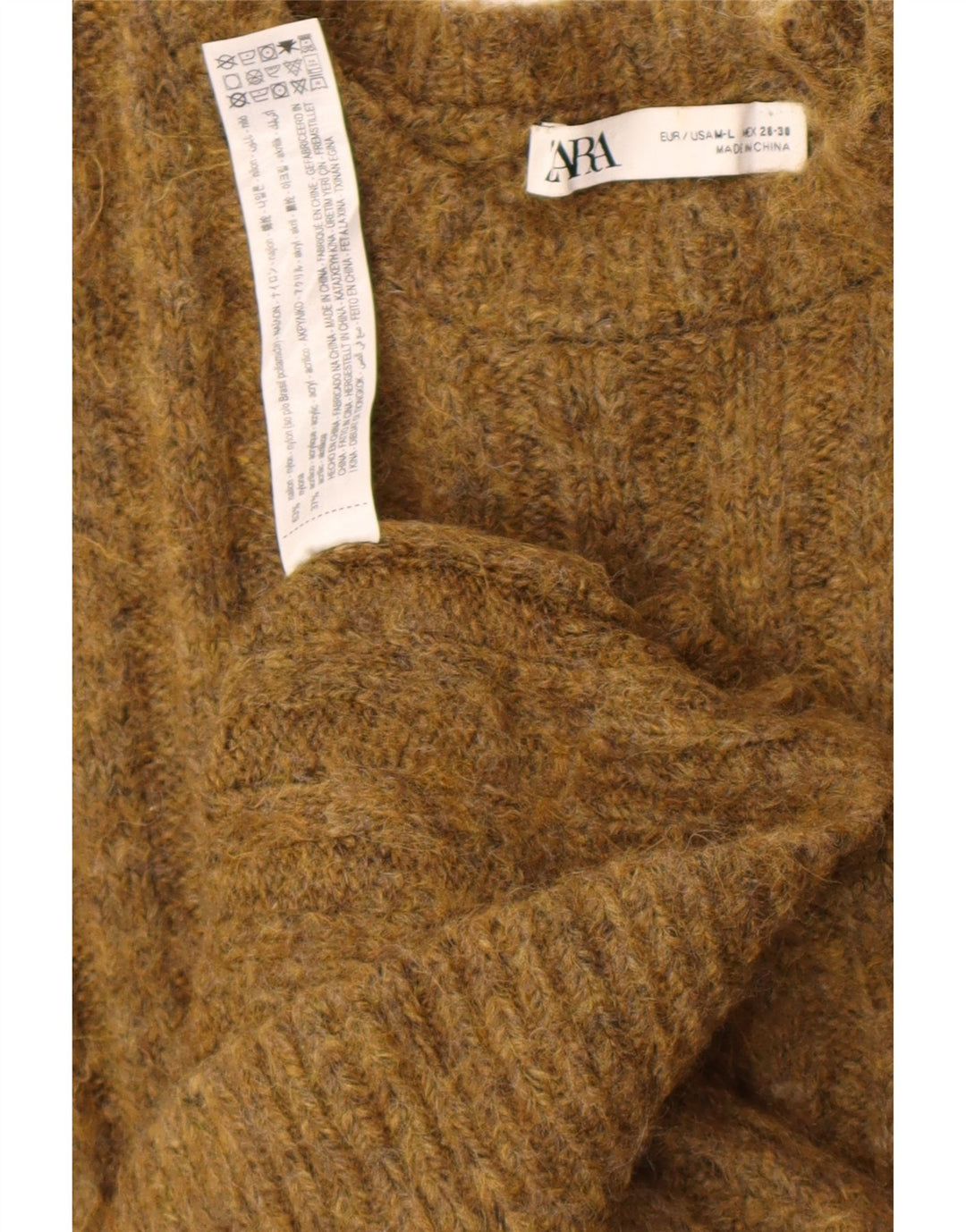 ZARA Dame Oversized Jumper Dress UK 14 Medium Khaki Nylon