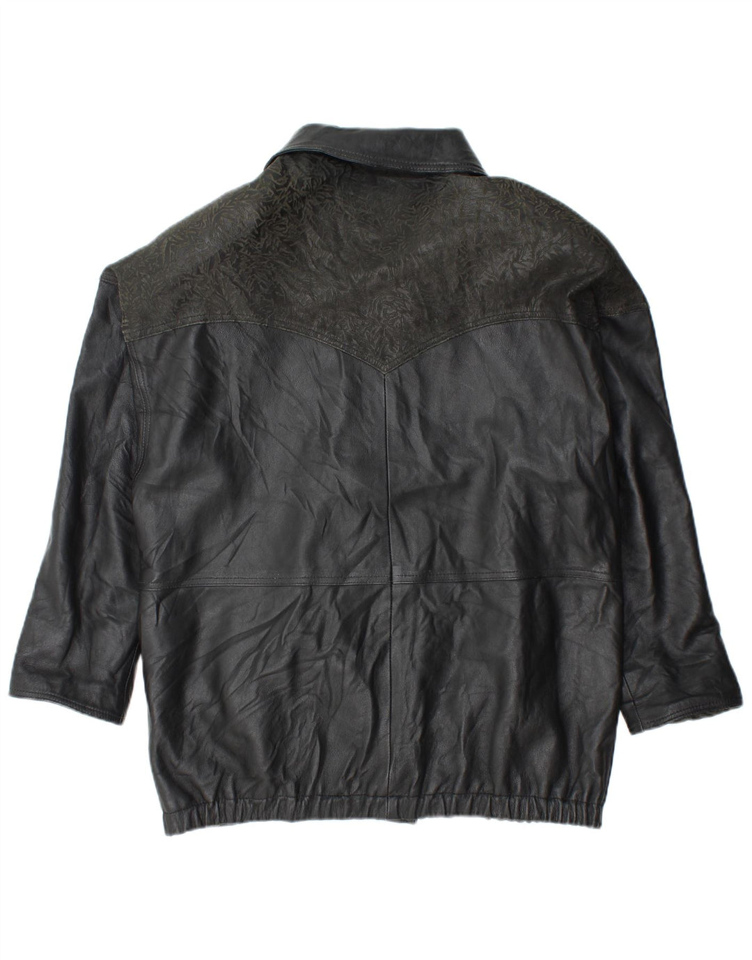 YUPPIE Dame Oversized Læderjakke UK 18 XL Sort Blomster