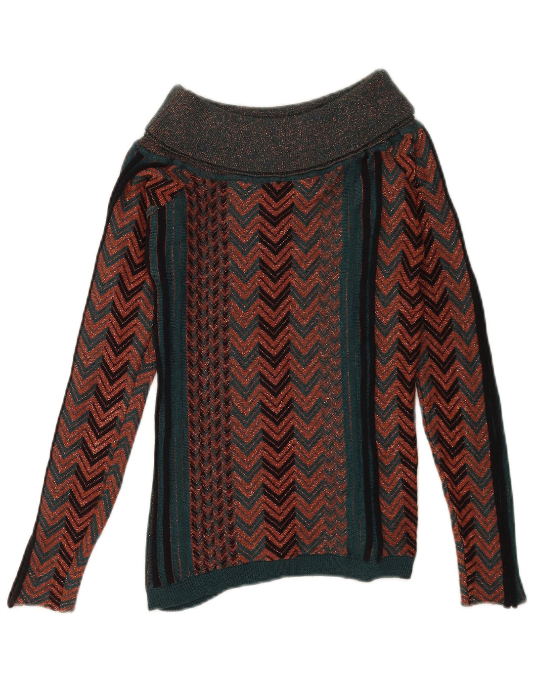 Liu Jo Dame Rullehals Sweater UK 10 Small Brown Chevron