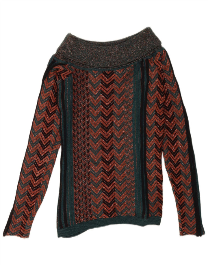 Liu Jo Dame Rullehals Sweater UK 10 Small Brown Chevron