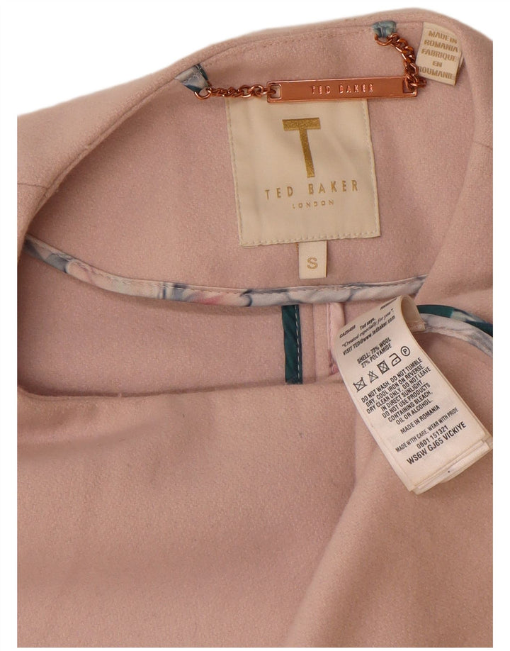 Ted Baker Dame Oversized Cape Coat UK 10 Lille Pink Uld
