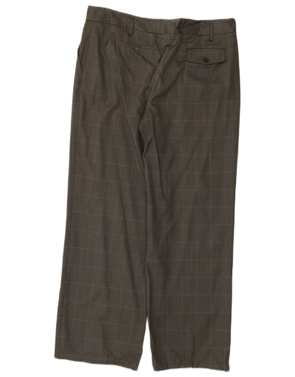 Calvin Klein Damebukser med lige jakkesæt US 14 XL W36 L30 Grå ternet uld