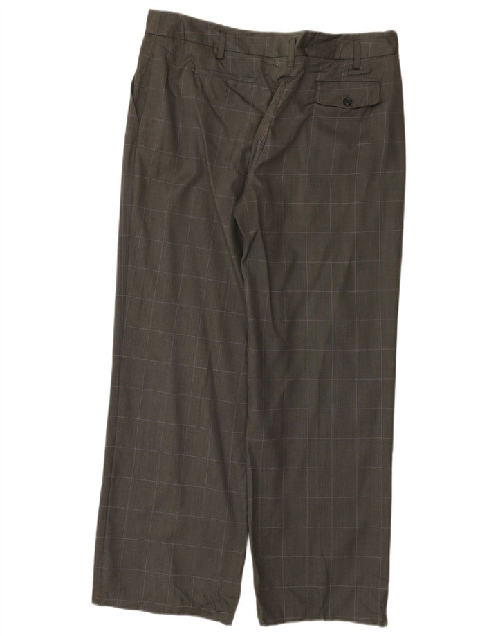 Calvin Klein Damebukser med lige jakkesæt US 14 XL W36 L30 Grå ternet uld