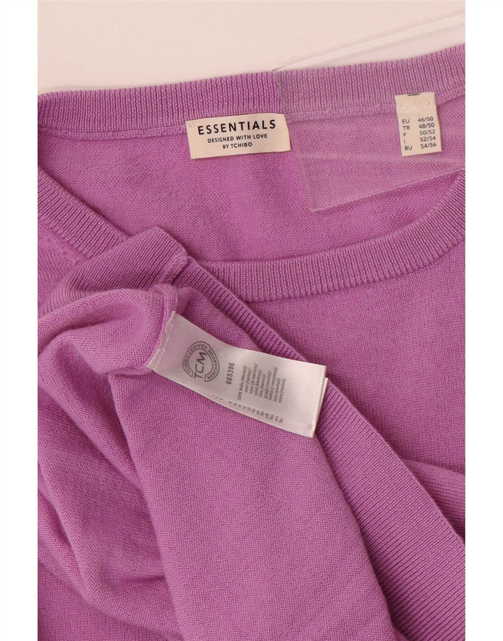 Essentials Herre sweater med rund hals EU 48/50 Medium Lilla Merinould
