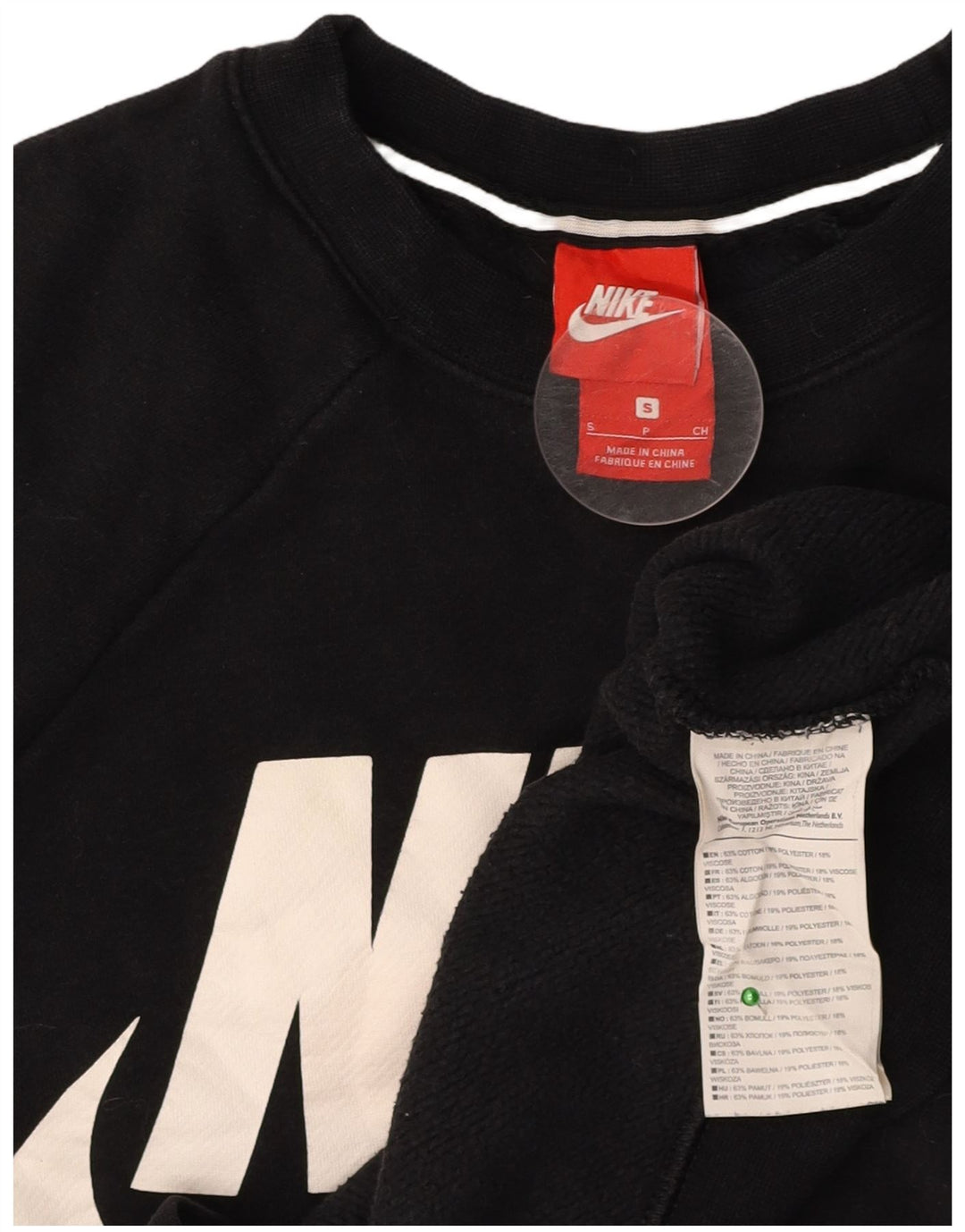 NIKE Womens Crop Oversized grafisk sweatshirt Jumper UK 10 Small Black
