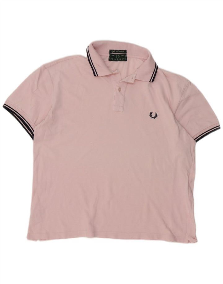 Fred Perry herre poloshirt stor pink stribet bomuld
