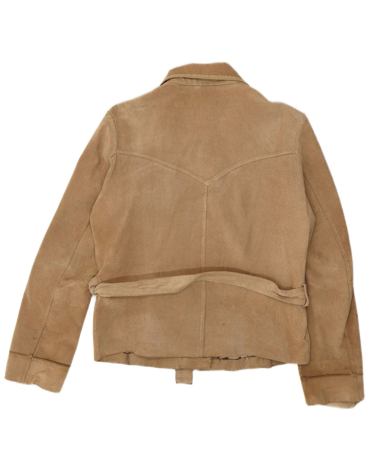 Vintage dame ruskindsjakke IT 48 XL beige læder